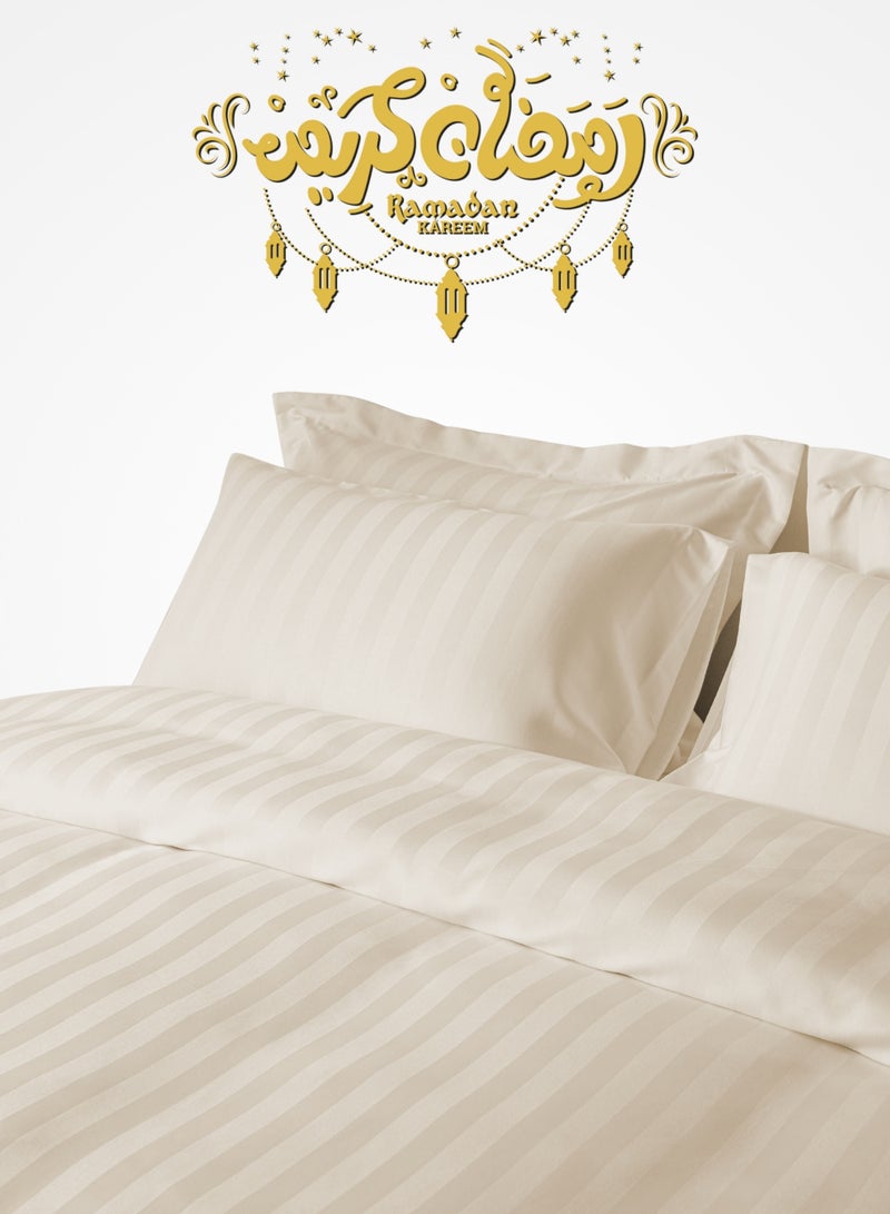 Master Home Textile Microfiber Hotel Duvet Cover Sets, Fits 200 cm x 200 cm Size Bed,  6 Pcs King Size, Hotel Stripe Pattern - Image 1